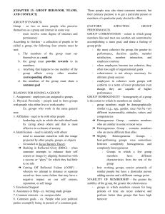 Group Behavior, Teams, and Conflict: Group Dynamics