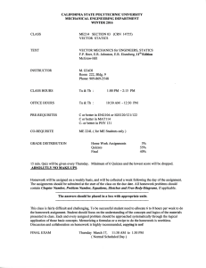 ME214 Vector Statics Syllabus - Cal Poly Winter 2016