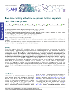 ERF95/97 Regulate Heat Stress in Arabidopsis