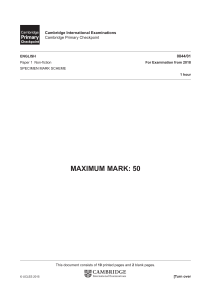 Cambridge Primary Checkpoint English Mark Scheme