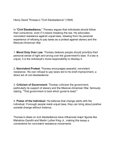 Thoreau's Civil Disobedience: Summary & Analysis