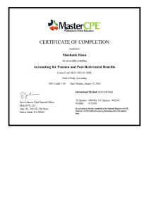Accounting for Pension Certificate - Shashank Rana