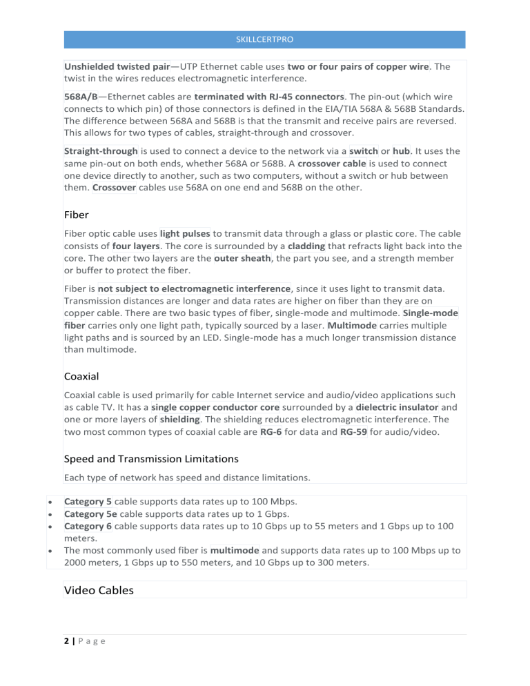 Network Cables: UTP, Fiber, Coaxial - Overview & Specs