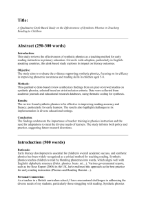 Synthetic Phonics Effectiveness in Early Reading