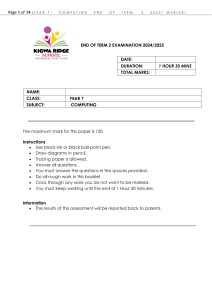 Year 7 Computing Exam - End of Term 2