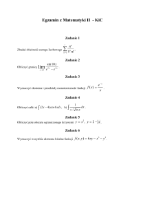 Egzamin z Matematyki II - Szeregi, Granice, Całki, Ekstrema