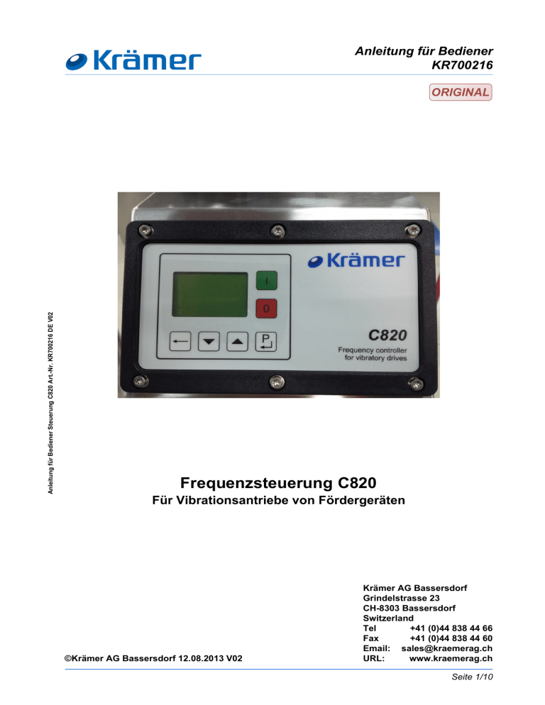 C820 Frequenzsteuerung Bedienungsanleitung
