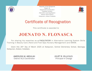ALS Skills Training Certificate - Joenato N. Flonasca