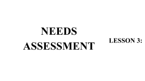Needs Assessment, Leadership & Resource Mobilization