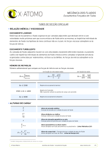 Mecânica dos Fluidos: Escoamento Forçado em Tubos - Notas de Aula