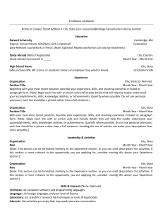 Resume Template for Harvard Students