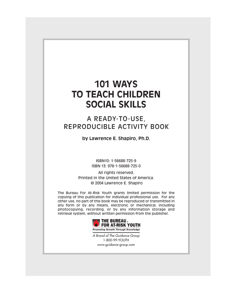 Social Skills Activities for Children: Reproducible Book