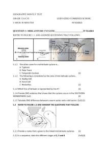 Geography Test: Mid-Latitude & Tropical Cyclones (Grade 12)