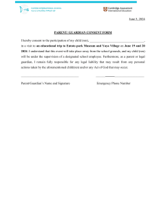 Parent Consent Form: School Trip to Entoto Park & Yaya Village