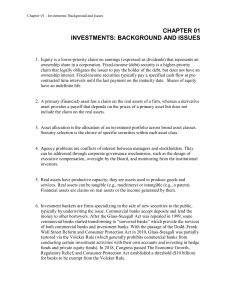 Investments: Background and Issues - Chapter 1