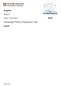 Food Waste: Cambridge Primary Progression Test Insert