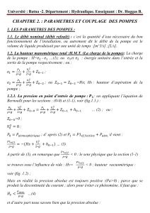Paramètres et couplage des pompes : Support de cours en hydraulique