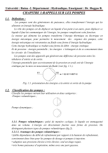 Pompes : D&eacute;finition, Classification et Pompes Centrifuges