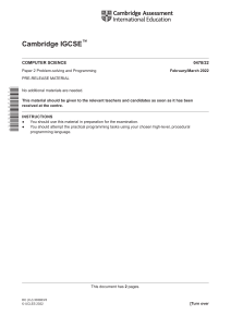 IGCSE Computer Science: Golf Scoring Program Task