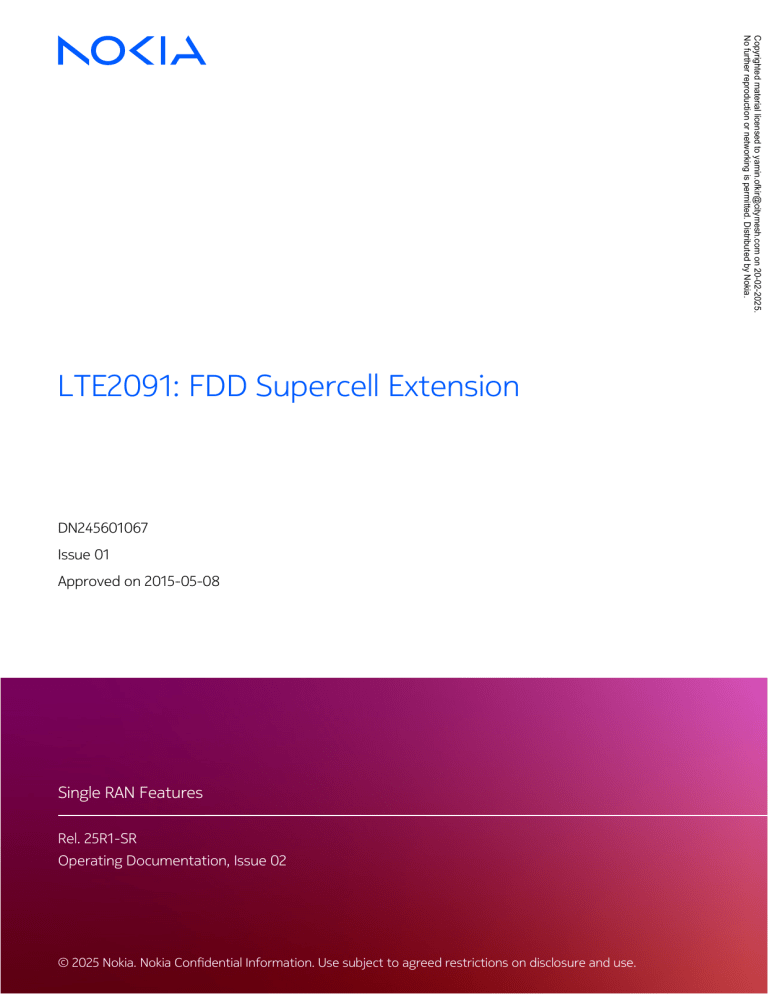 LTE2091: FDD Supercell Extension - Nokia Documentation