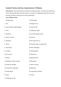 Euphemisms Practice Activity: Language & Vocabulary