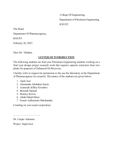 Petroleum Engineering Lab Request: Saponin Extraction