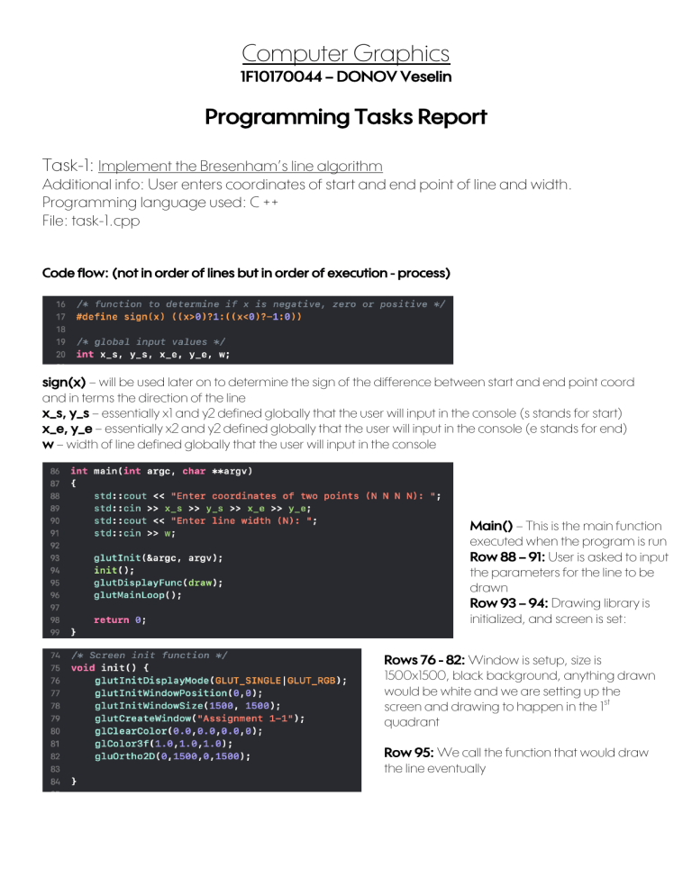 Computer Graphics Programming Tasks Report
