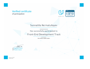 Front-End Development Certificate - Sunnatilla Ne'matullayev