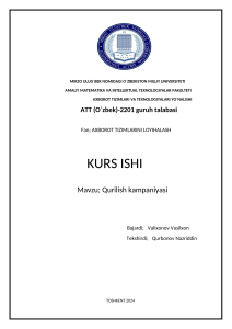 Qurilish Kampaniyasi: Qurilish Kompaniyasi bo'yicha Kurs Ishi
