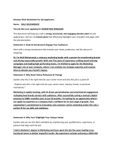 Elevator Pitch Worksheet for Job Applicants