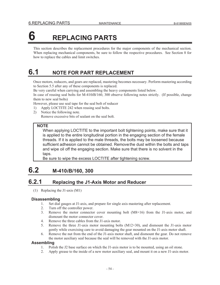 Robot J1-Axis Motor & Reducer Replacement - Maintenance
