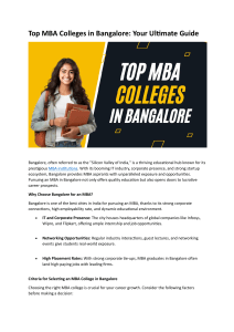 Top MBA Colleges in Bangalore: Your Ultimate Guide