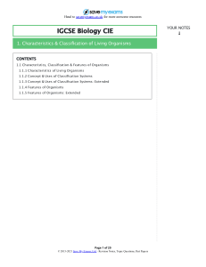 IGCSE Biology: Characteristics & Classification Revision