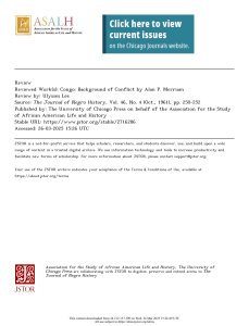 Congo Conflict Review: Merriam's Analysis of Pre-Independence