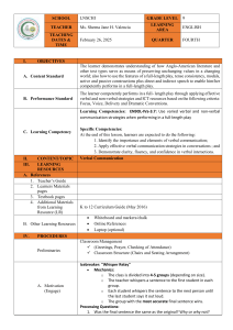 Verbal Communication Lesson Plan - Grade 9 English