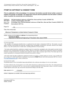 FFHMT'25 Copyright & Consent Form: Fluid Flow, Heat, Mass Transfer
