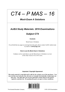 CT4 Mock Exam A Solutions - Actuarial Science