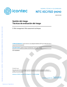 NTC-IEC/ISO 31010: T&eacute;cnicas de Evaluaci&oacute;n de Riesgos