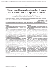 Cobertura de vacunaci&oacute;n en escolares de Valladolid
