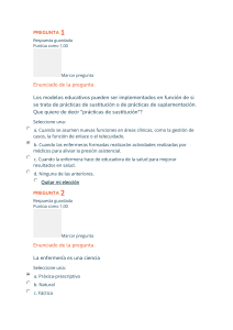 Examen de Enfermer&iacute;a: Modelos Educativos, Investigaci&oacute;n y Liderazgo