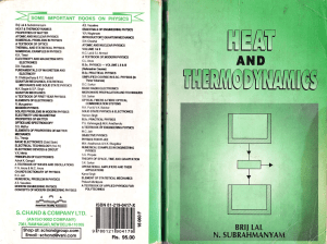 Heat and Thermodynamics Textbook by Brij Lal & Subrahmanyam