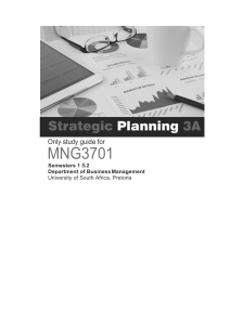 MNG3701 Strategic Planning Study Guide - UNISA