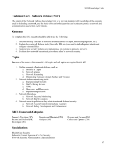 Network Defense Knowledge Unit: Concepts, Tools, Policies