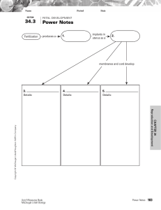 Fetal Development Power Notes: Biology Worksheet