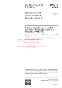 ISO/TS 9002:2016 - Directrices de Gestión de Calidad