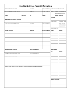 Confidential Case Record Form