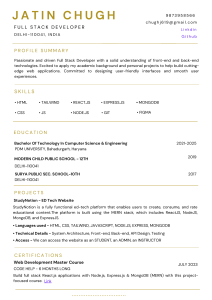 Jatin Chugh - Full Stack Developer Resume