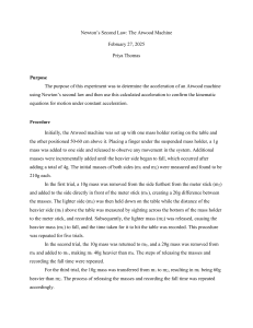 Atwood Machine: Newton's Second Law Lab Report