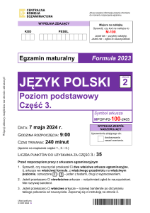 Arkusz Maturalny Język Polski - Wypracowanie (Podstawa)