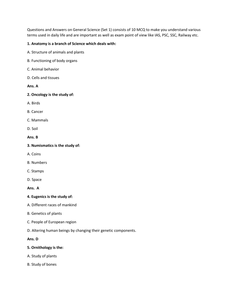 General Science MCQs: Questions & Answers for Exams